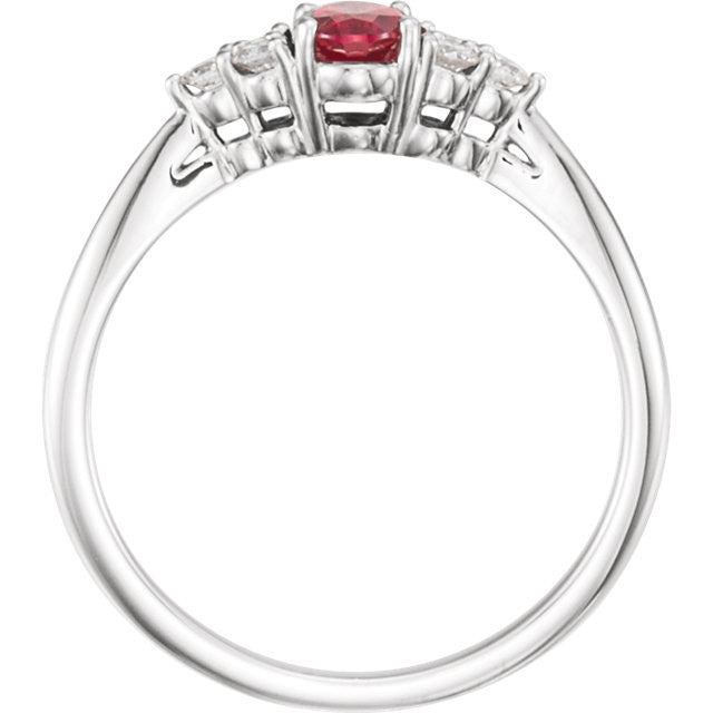 Lab Created Ruby & 1/6 CTW Diamond Ring - 14k Gold or Sterling Silver-Chris's Jewelry