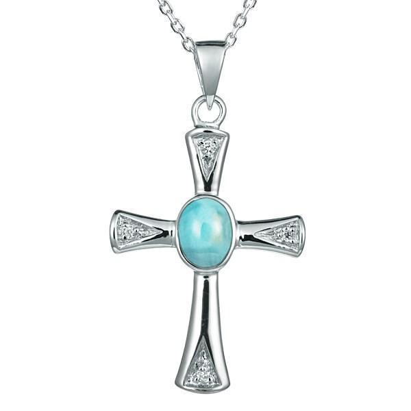 Larimar Centered Cross Pendant by Alamea-321-81-01-Chris's Jewelry
