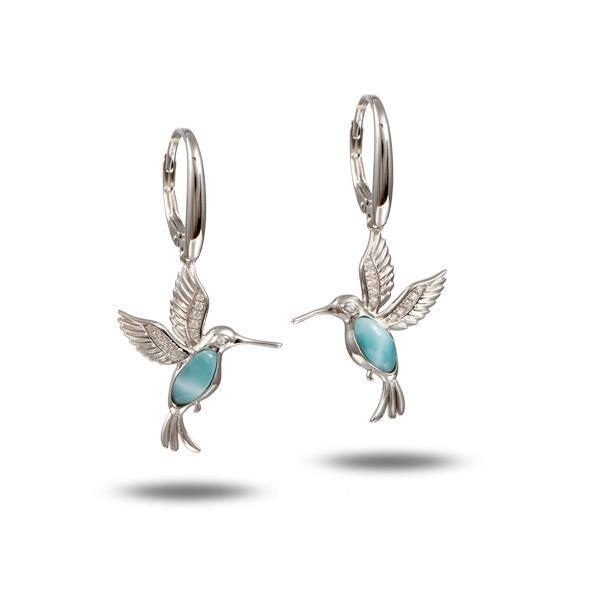 Larimar Flying Hummingbird Leverback Earrings by Alamea-886-82-01-Chris's Jewelry