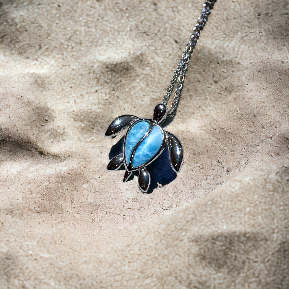 Larimar Kauai Honu Turtle Pendant by Alamea-570-81-01-Chris's Jewelry