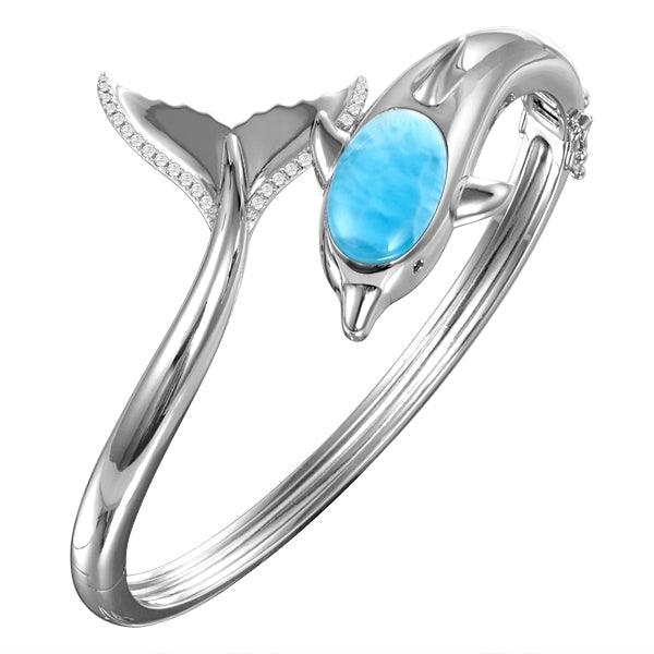 Larimar Nai'a Dolphin Bangle Bracelet by Alamea-719-84-01-Chris's Jewelry