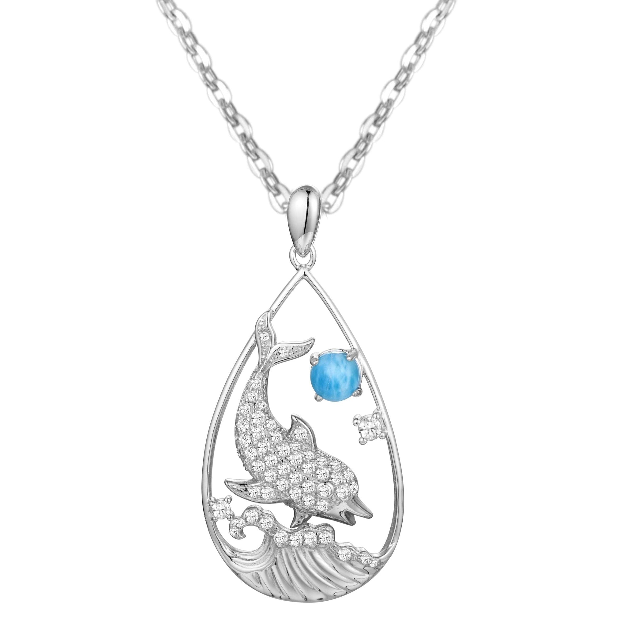 Larimar Nai'a Dolphin Teardrop Pendant by Alamea Larimar Nai'a Dolphin Teardrop Pendant by Alamea