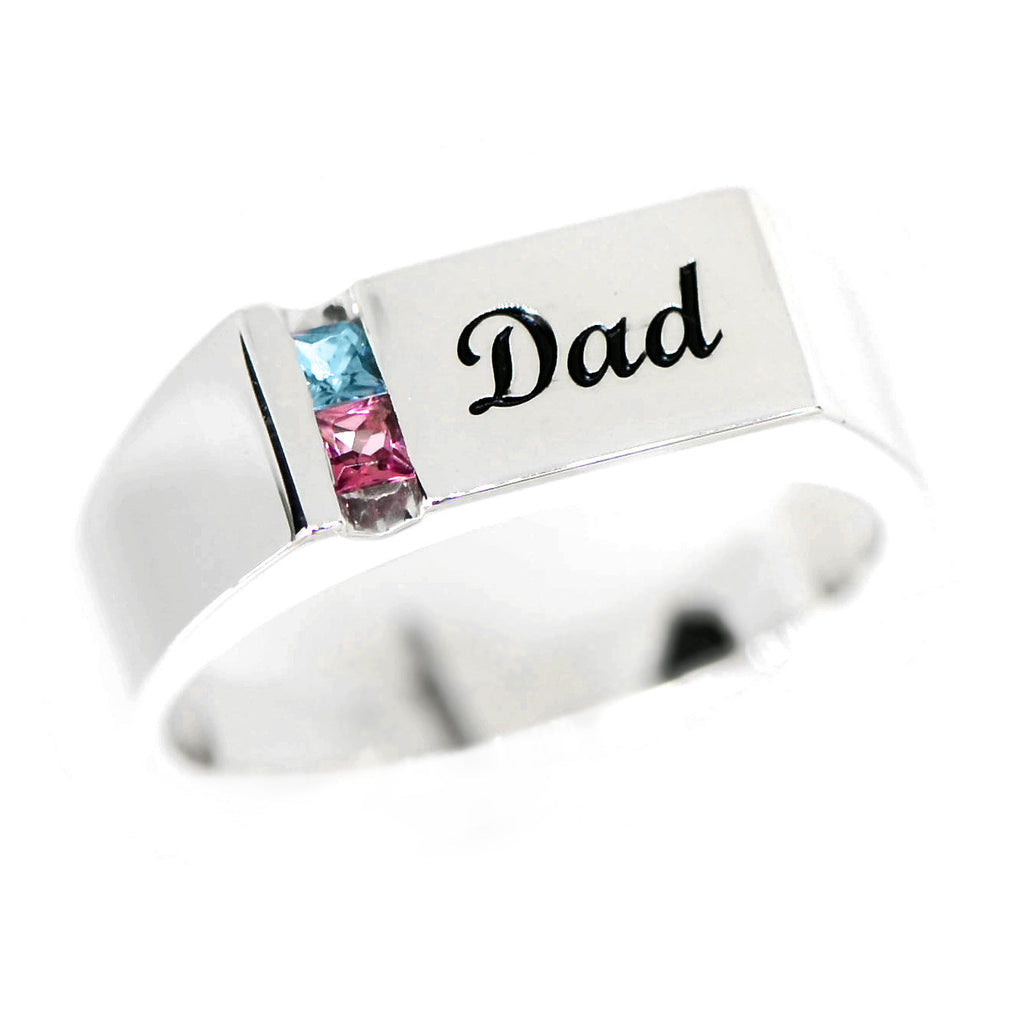 Men's Father's or Grandfather's Family Birthstone Signet Ring-Chris's Jewelry