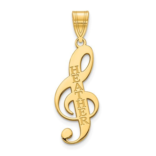 Musical Note Clef Name Pendant-XNA998GP-Chris's Jewelry