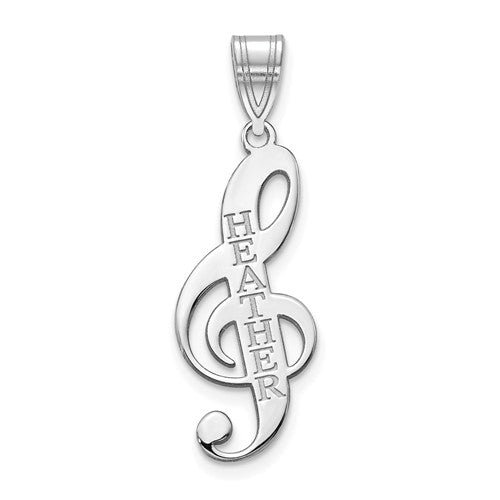 Musical Note Clef Name Pendant-XNA998SS-Chris's Jewelry