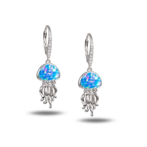 Opal Button Jellyfish Leverback Earrings by Alamea-902-32-31-Chris's Jewelry