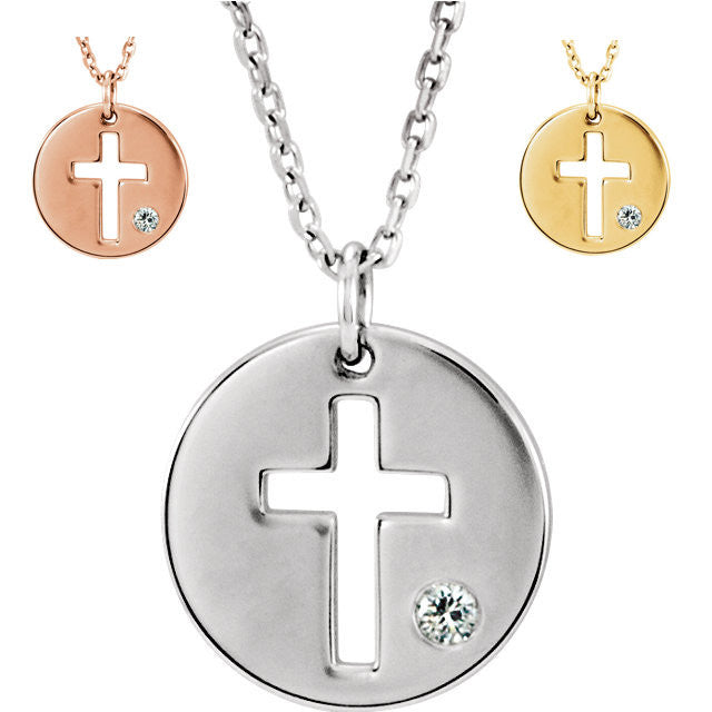 14k White Gold .07 CTW Diamond Cross Slide Pendant 14k White Gold .07 CTW Diamond Cross Slide Pendant