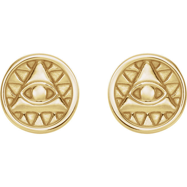 Round Eye of Providence Earrings - Sterling Silver or 14k Gold-Chris's Jewelry