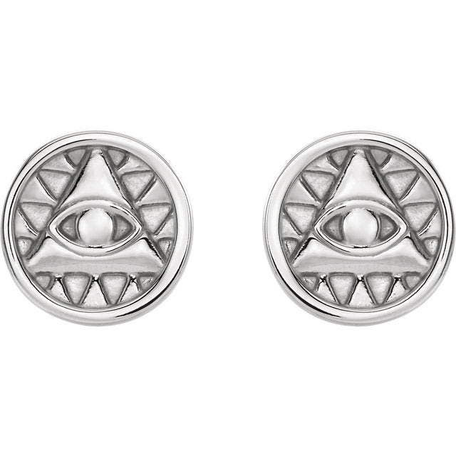 Round Eye of Providence Earrings - Sterling Silver or 14k Gold-Chris's Jewelry