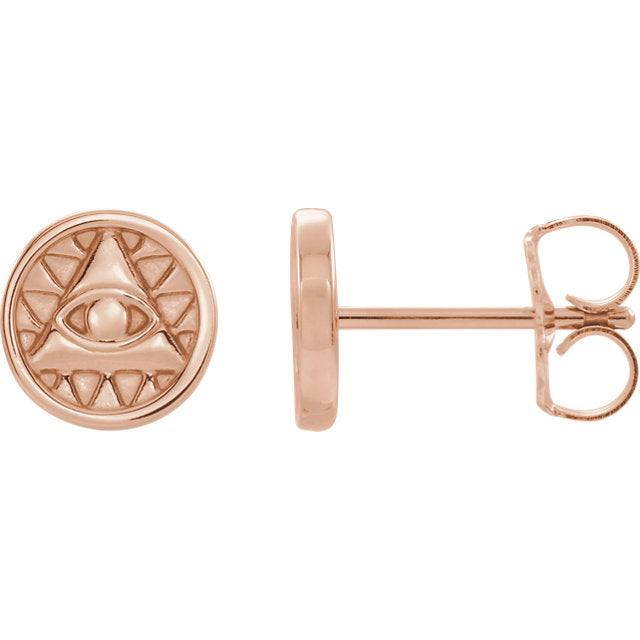 Round Eye of Providence Earrings - Sterling Silver or 14k Gold-87026-Chris's Jewelry