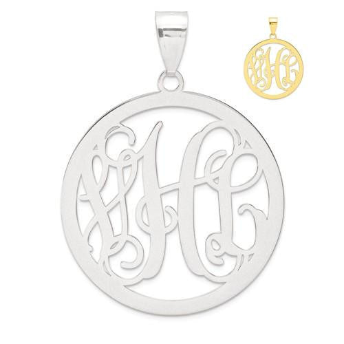 Round .018 Gauge Monogram Pendant - Sterling Silver or Solid Gold-Chris's Jewelry