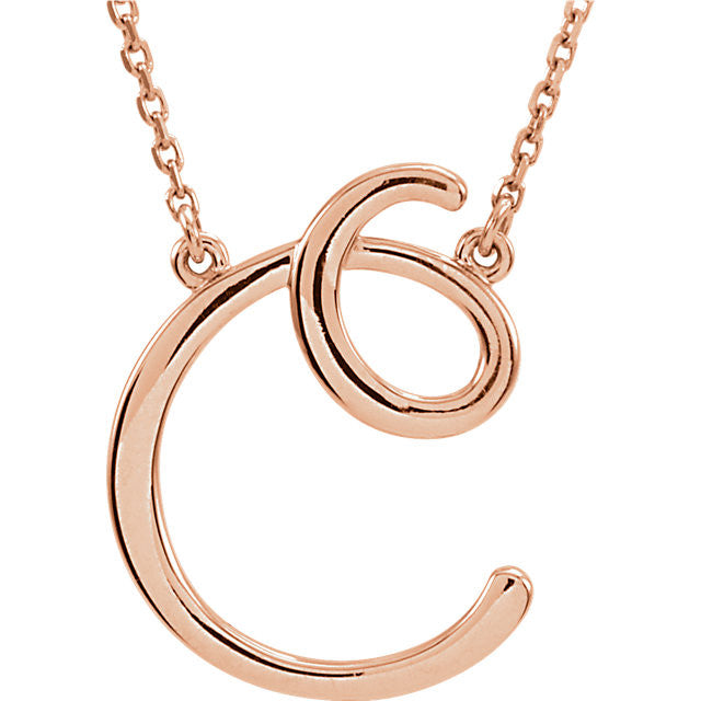 Script Initial Pendant Necklace - A to Z - Sterling Silver or 14k Gold-84635-Chris's Jewelry