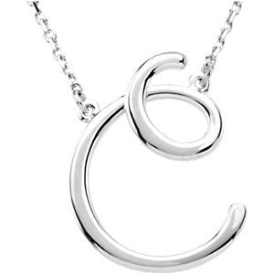 Script Initial Pendant Necklace - A to Z - Sterling Silver or 14k Gold-Chris's Jewelry