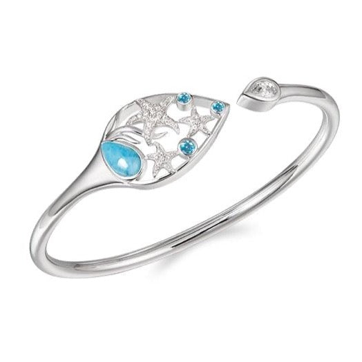 Sea Star Water of Life Larimar Topaz Sleek Bangle Bracelet by Alamea-413-84-02-Chris's Jewelry