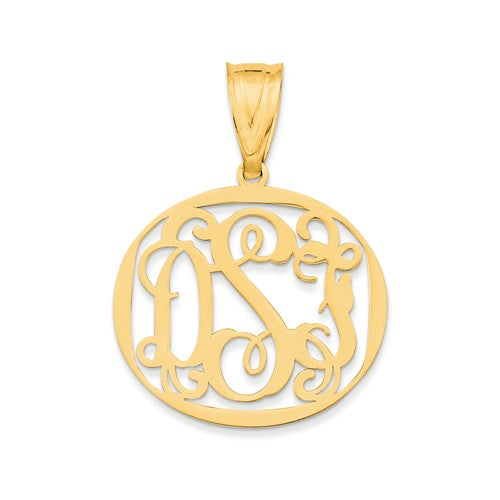 Small Oval Monogram Pendant - Sterling Silver or Solid Gold-XNA527GP-Chris's Jewelry
