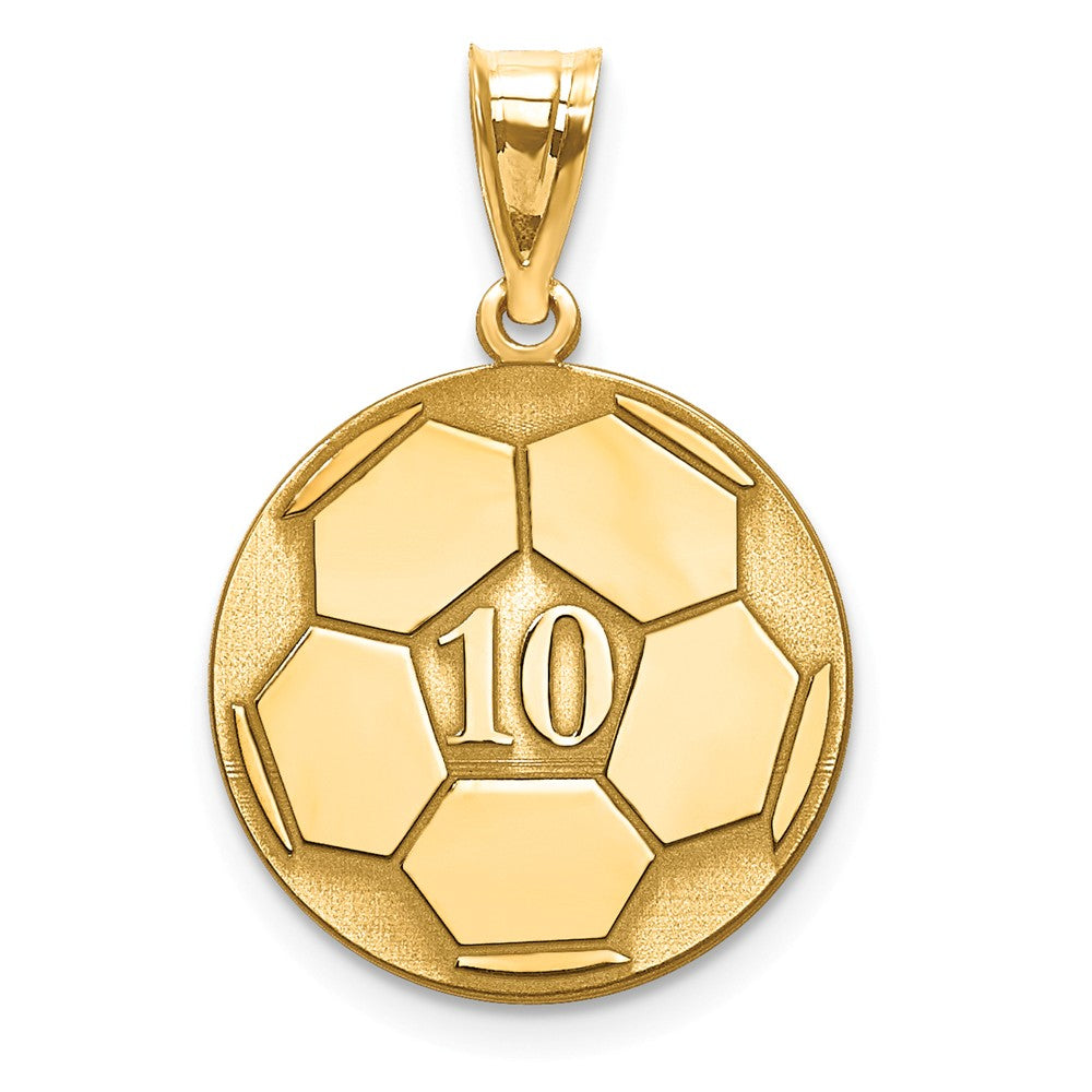 Soccer Ball with Number and Engraved Name Pendant - Sterling Silver or Solid Gold-XNA698GP-Chris's Jewelry