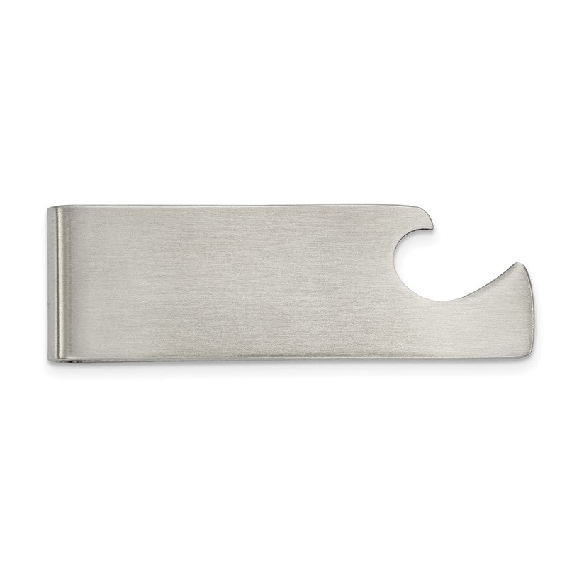 Stainless Steel Brushed Finish Bottle Opener Money Clip-SRM175-Chris's Jewelry