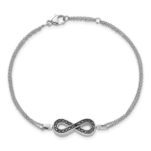 Sterling Silver 0.1ct. Black and White Diamond Reversible Infinity Bracelet-QDX1252-Chris's Jewelry