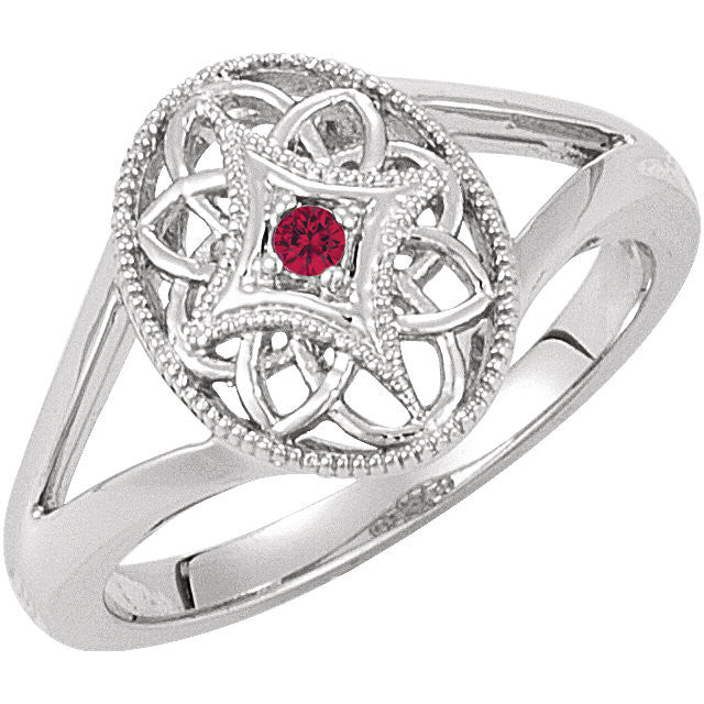 Sterling Silver 2mm Round Genuine Gemstone Filigree Ring Sterling Silver 2mm Round Genuine Gemstone Filigree Ring