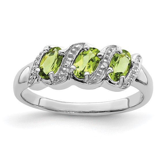 Sterling Silver 3-Stone Gemstone & Diamond Rings-QDX830-6-Chris's Jewelry