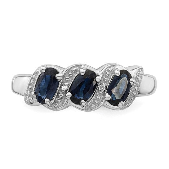 Sterling Silver 3-Stone Gemstone & Diamond Rings-QDX849-6-Chris's Jewelry