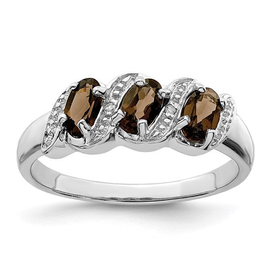 Sterling Silver 3-Stone Gemstone & Diamond Rings-QDX702-6-Chris's Jewelry