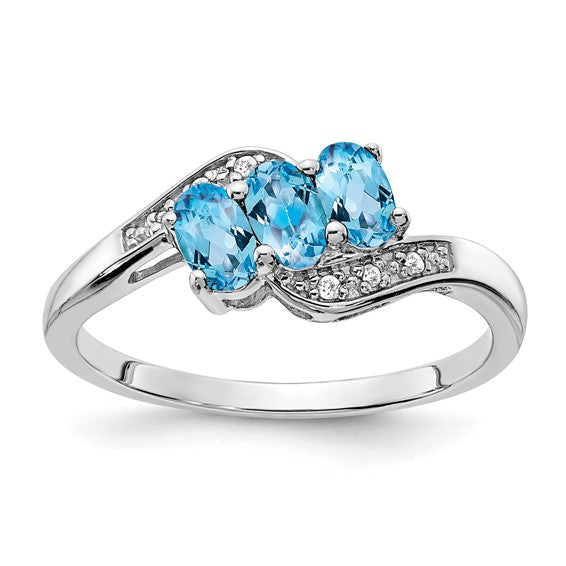 Sterling Silver 3-Stone Oval Gemstone & Diamond Birthstone Rings-RM7403-BT-003-SSA-6-Chris's Jewelry