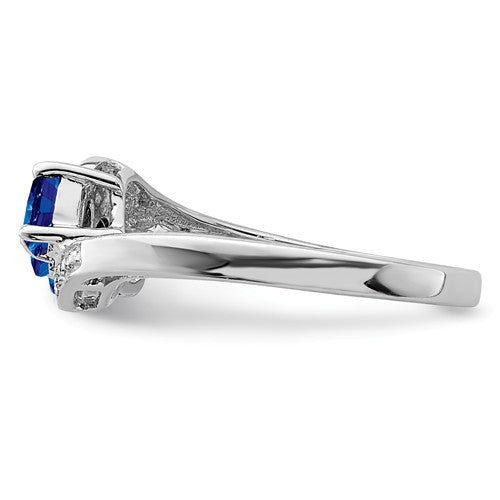 Sterling Silver 3-Stone Oval Gemstone & Diamond Birthstone Rings-Chris's Jewelry