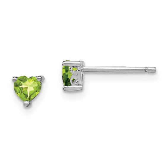 Sterling Silver 4mm Heart Birthstone Post Earrings-QBE27AUG-Chris's Jewelry