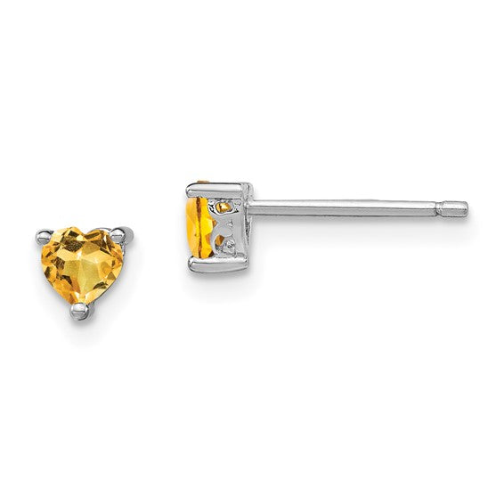 Sterling Silver 4mm Heart Birthstone Post Earrings-QBE27NOV-Chris's Jewelry