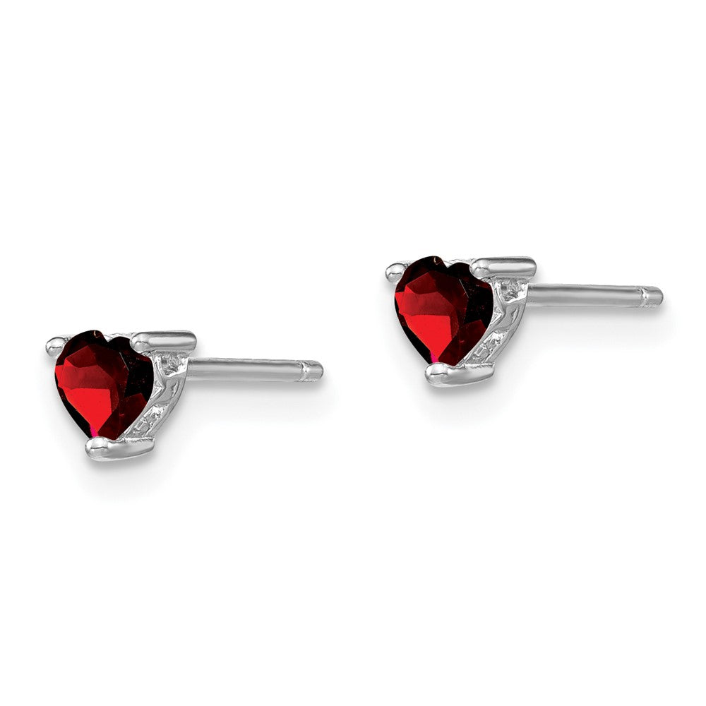 Sterling Silver 4mm Heart Birthstone Post Earrings-Chris's Jewelry