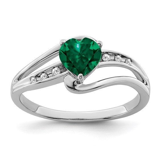 Sterling Silver 6mm Gemstone Heart And Diamond Rings-RM7401-CEM-004-SSA-6-Chris's Jewelry