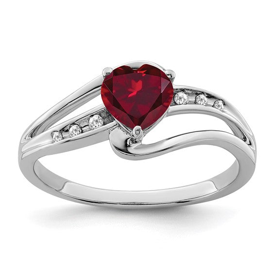Sterling Silver 6mm Gemstone Heart And Diamond Rings-RM7401-CRU-004-SSA-6-Chris's Jewelry