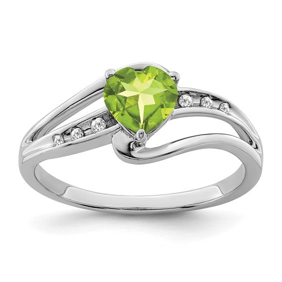 Sterling Silver 6mm Gemstone Heart And Diamond Rings-RM7401-PE-004-SSA-6-Chris's Jewelry