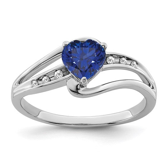 Sterling Silver 6mm Gemstone Heart And Diamond Rings-RM7401-CSA-004-SSA-6-Chris's Jewelry