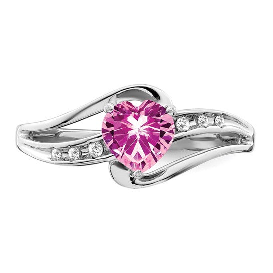 Sterling Silver 6mm Gemstone Heart And Diamond Rings-Chris's Jewelry