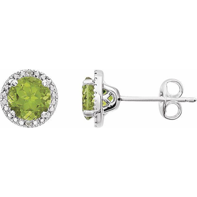 Sterling Silver 6mm Round Gemstone & .01 CTW Diamond Halo-Style Earrings-652050:60008:P-Chris's Jewelry