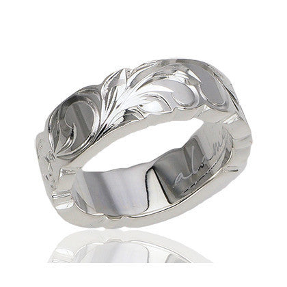 Sterling Silver 6mm Wide Alamea Honu Sea Turtle Scroll Band-Chris's Jewelry