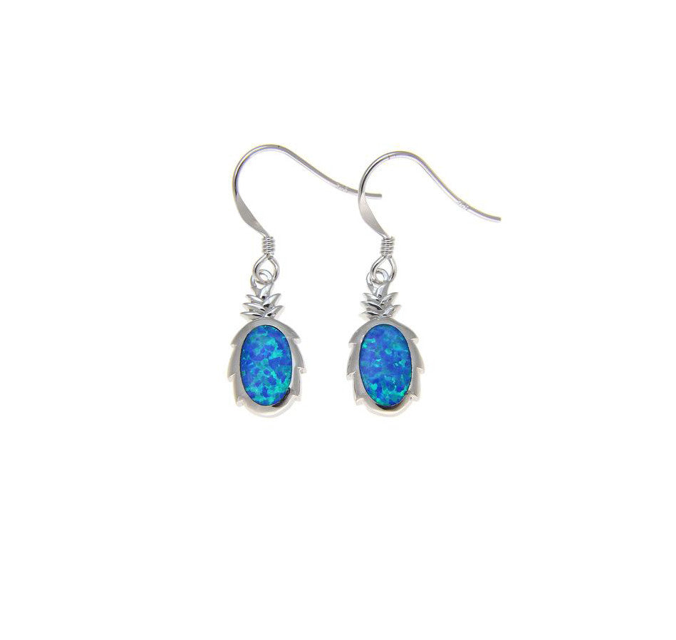 Sterling Silver Alamea Blue Opal Pineapple Dangle Earrings-047-32-01-Chris's Jewelry