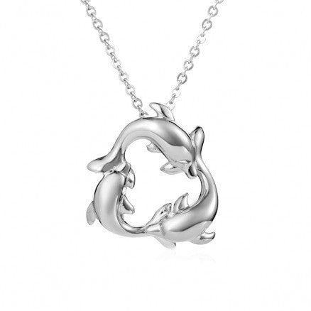 Sterling Silver Alamea Hawaii 3 Dolphin Pendant (Small)-002-11-03-Chris's Jewelry