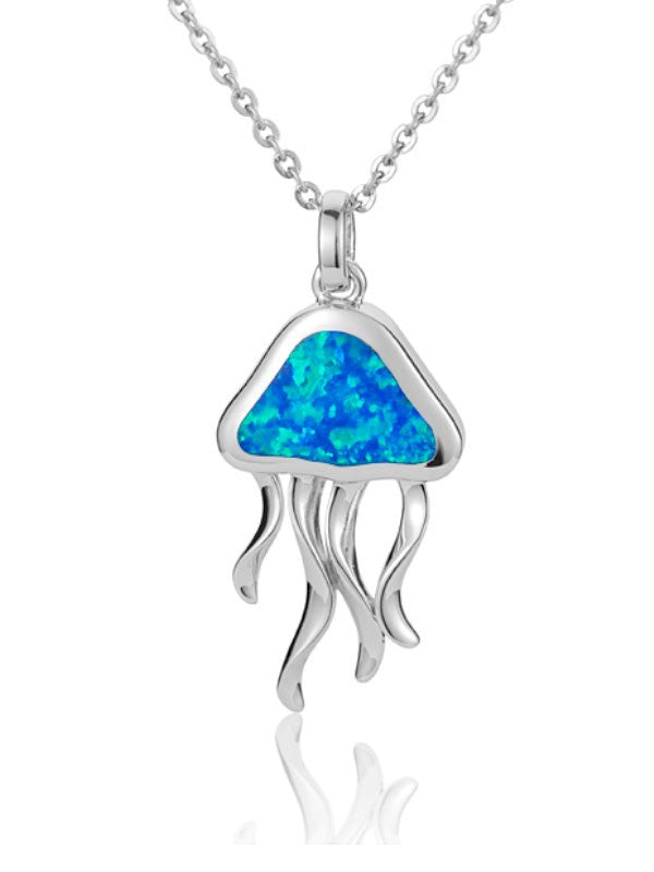 Sterling Silver Alamea Hawaii Blue Opal Jellyfish Pendant-027-31-01-Chris's Jewelry