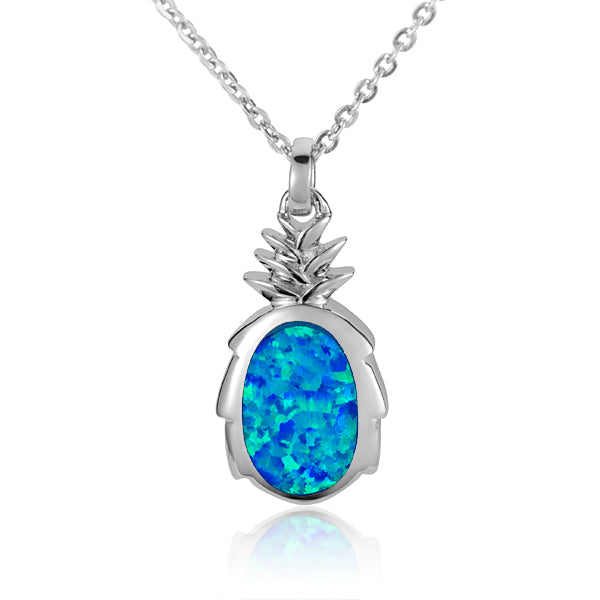 Sterling Silver Alamea Hawaii Blue Opal Pineapple Pendant-047-31-01-Chris's Jewelry
