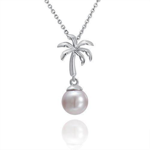 Sterling Silver Alamea Hawaii Pearl Palm Tree Pendant-167-91-01-Chris's Jewelry