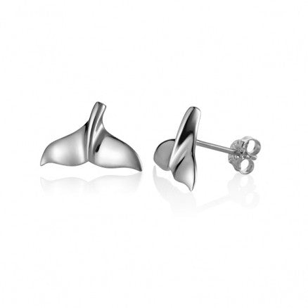 Sterling Silver Alamea Hawaii Small Whale Tale Stud Earrings-ALE020001 018-12-01-Chris's Jewelry