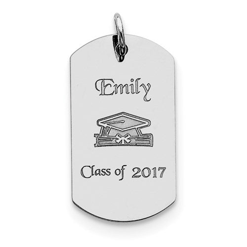 Sterling Silver Any Year & Name Graduation Tag Charm Pendant-QC7197-Chris's Jewelry