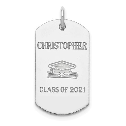Sterling Silver Any Year & Name Graduation Tag Charm Pendant-Chris's Jewelry