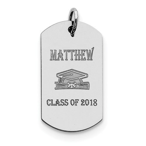Sterling Silver Any Year & Name Graduation Tag Charm Pendant-QC7198-Chris's Jewelry