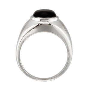 Sterling Silver Bezel 12mm Oval Onyx Men's Ring-62164:255071:P-Chris's Jewelry