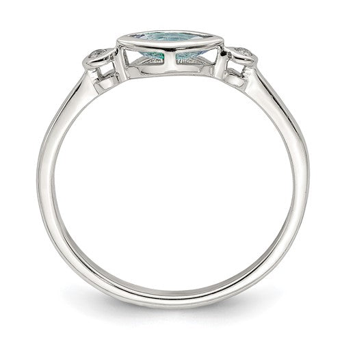 Sterling Silver Bezel Set Marquise Gemstone And White Topaz Rings-Chris's Jewelry