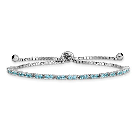 Sterling Silver Birthstone CZ Adjustable Bolo Bracelets-QG4757DEC-Chris's Jewelry